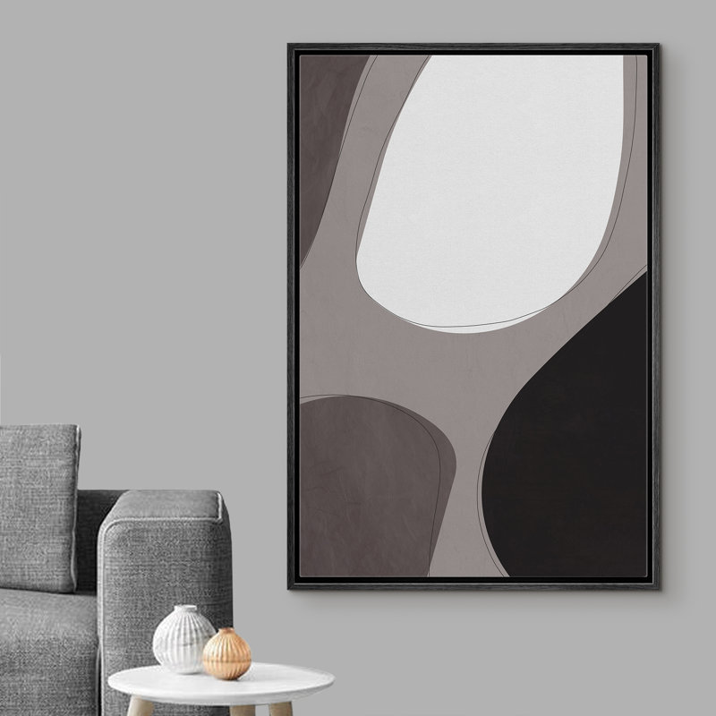 " Abstract Alternating Dark & Beige Shape ", 24" H x 16" W x 1.5" D, Black