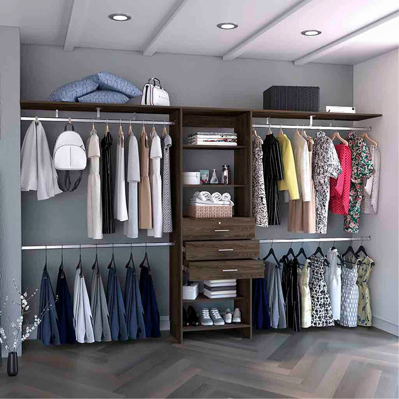 Closet System, Bedroom, Dark Walnut