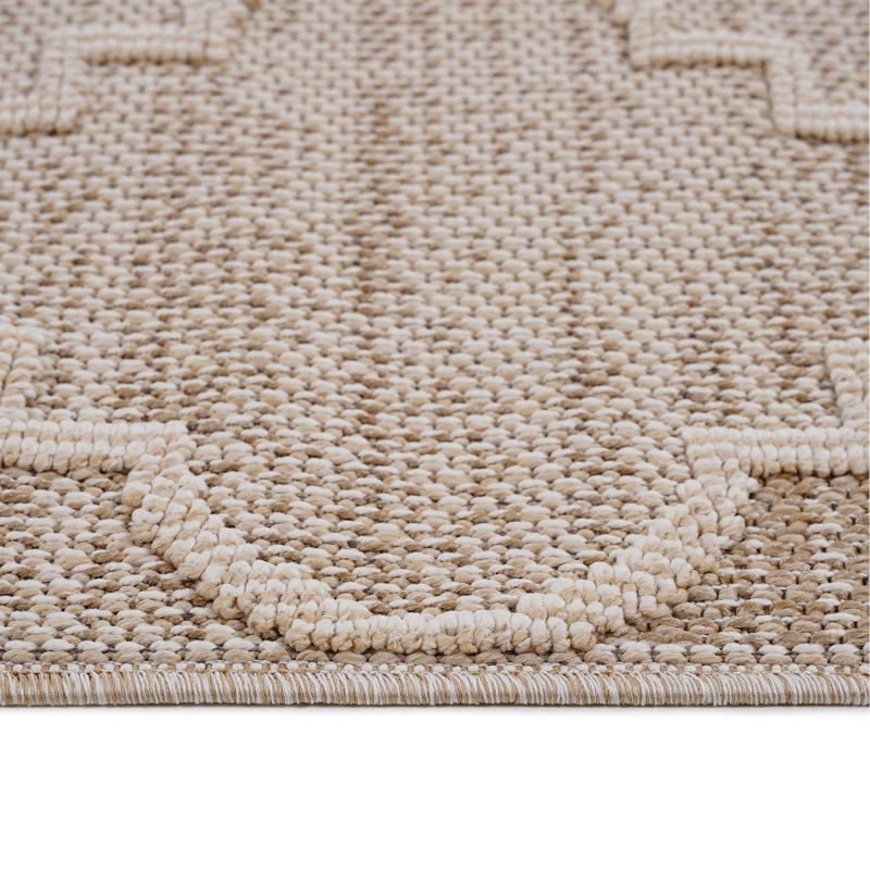 Tapis intérieur / extérieur 5X7 crème / treillis, Crème, Rectangle 5 pi 3 po x 7 pi 6 po