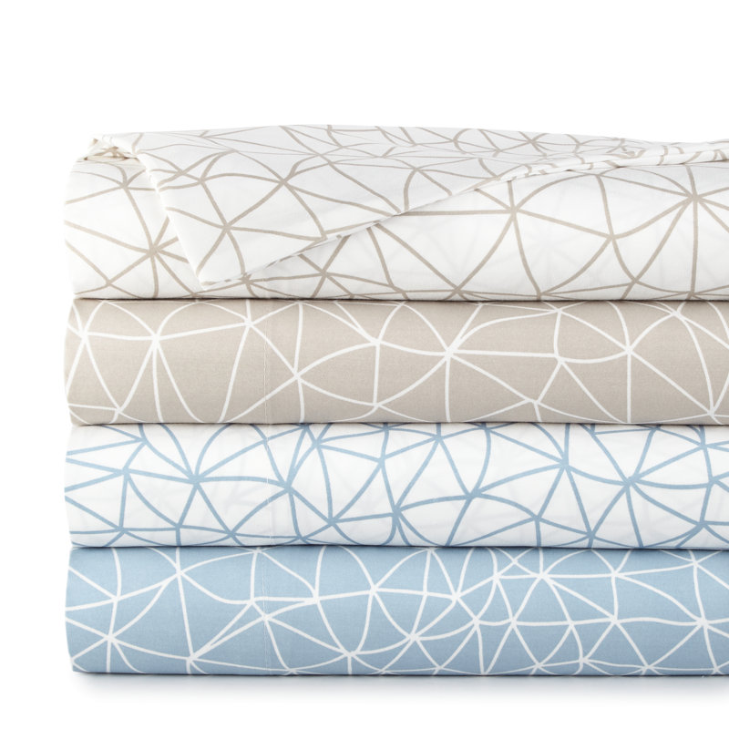 Twin XL White and Gray Geometric Microfiber Sheet Set