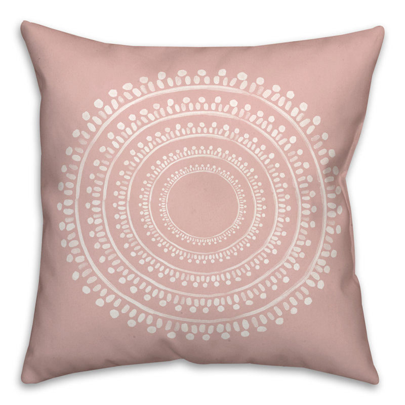  Medallion Indoor/Outdoor Throw Pillow, Pink, 16" x 16"