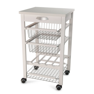 Bowles 50 cm W Kitchen Cart with Solid Wood Top