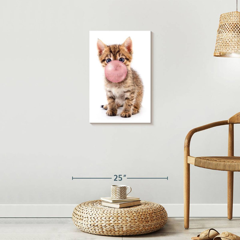 " Bubble Gum Kitten ", 16" H x 24" W x 1.25" D