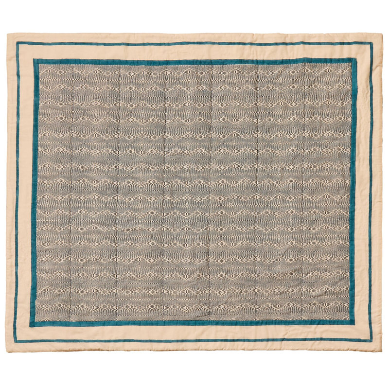 Ludington Cotton Blend Abstract Bedspread, Teal