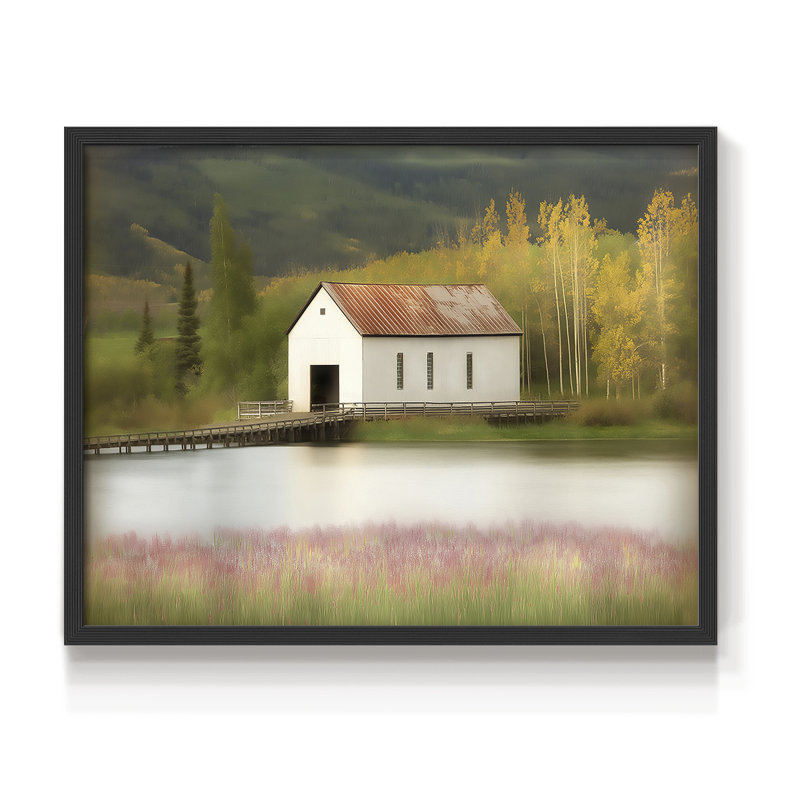 Paysage, série XLI, reproduction encadrée, H 22 po x l 28 po, Noir, noir, noir, noir