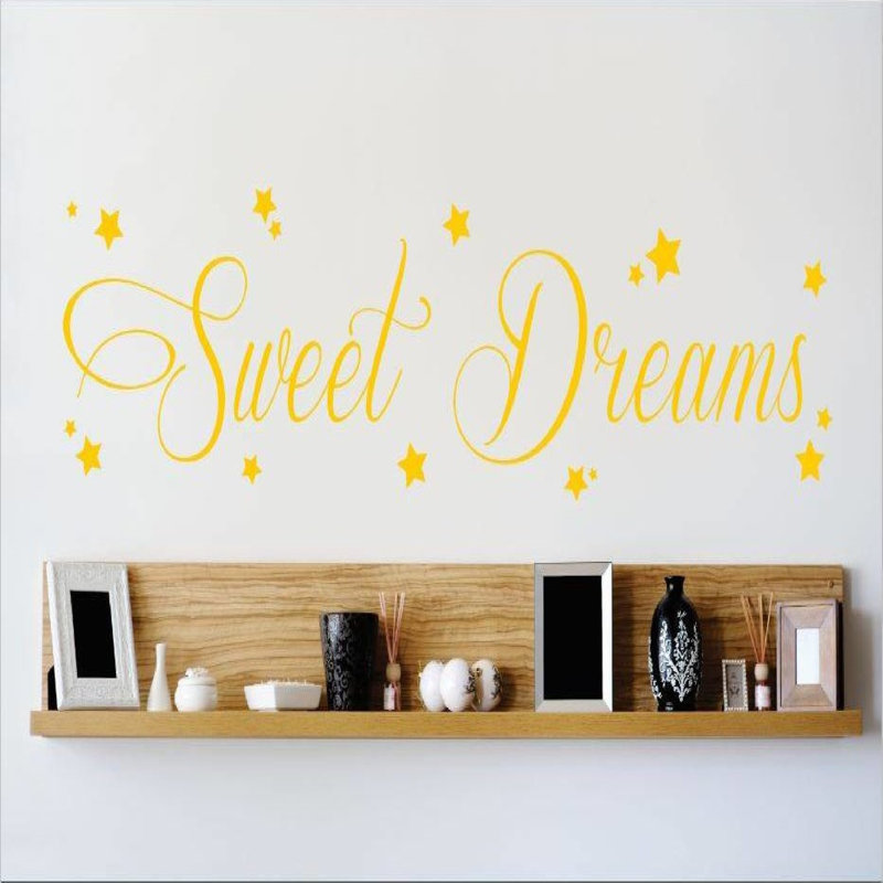 Décalcomanie murale rêves doux, Jaune, H 6 po x l 30 po x P 0,16 po