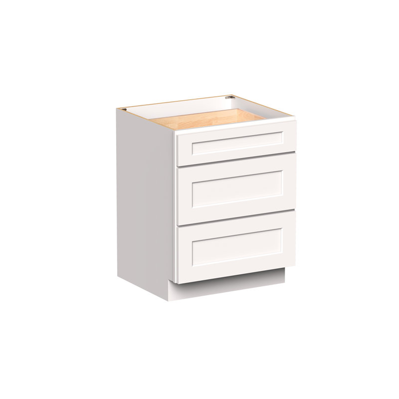 Armoire inférieure à 3 tiroirs DL Cabinetry (prête à assembler) de style Shaker l 27 po x H 34,5 po x P 24 po, 27"