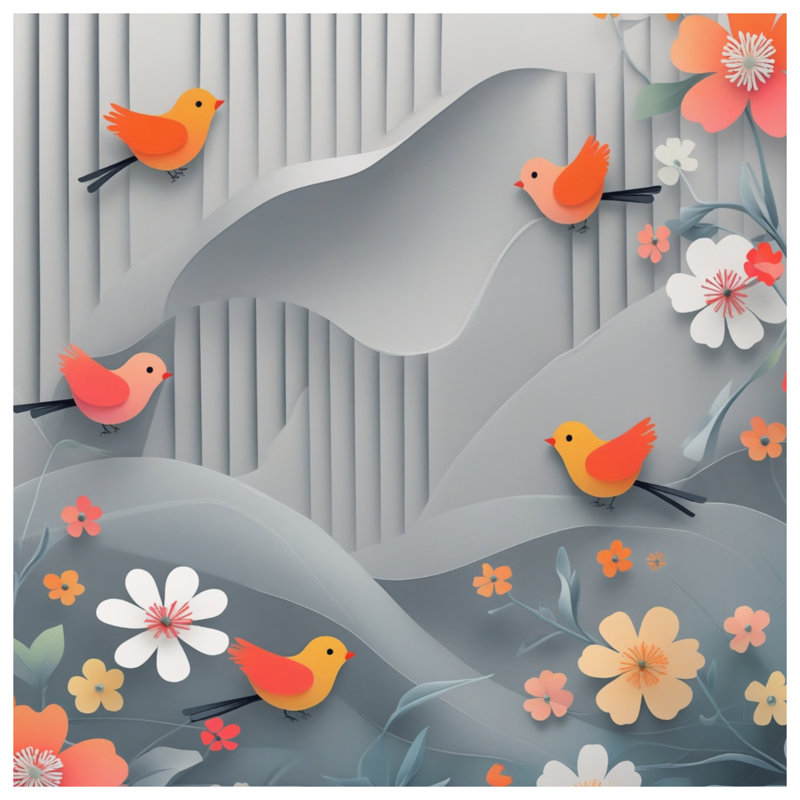 Couvertures en papier découpées de fleurs d'oiseaux, L 60 po x H 80 po