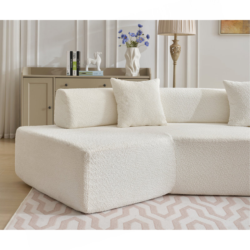 Canapé en L 140 po Modern Minimalist, Blanc