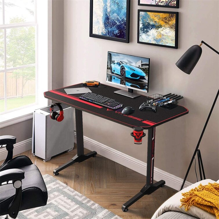 Vitesse T-shaped Esport PC Gaming Desk, Ergonomic Office Table TD01 55 inch / Black by VitesseHome