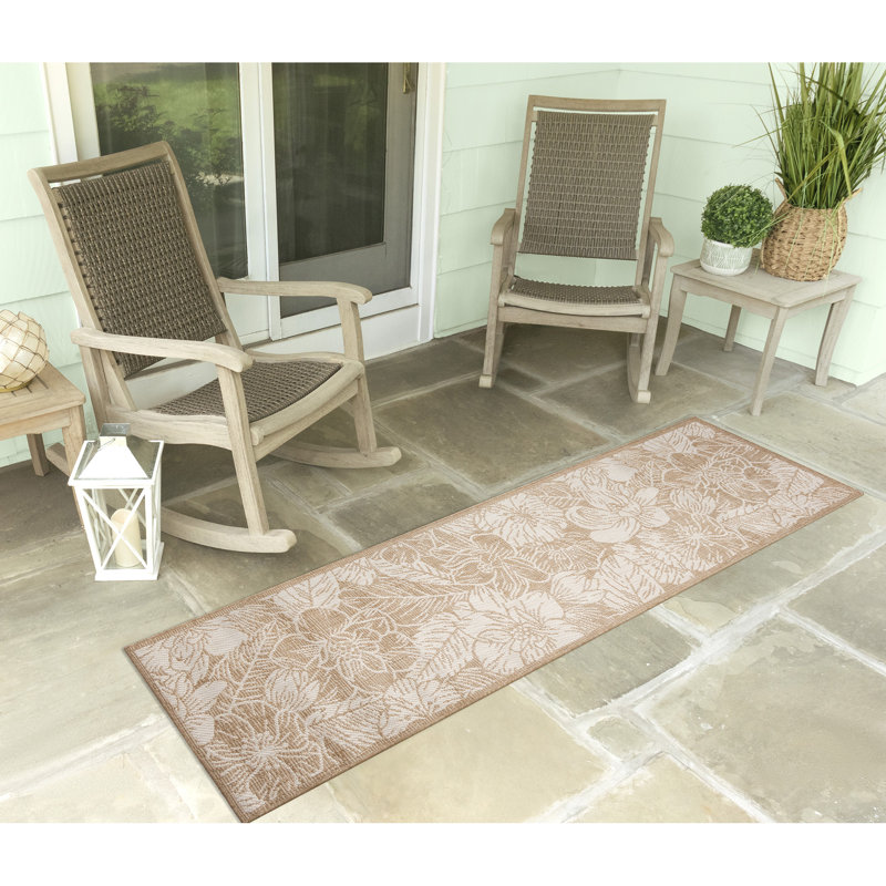 Carmel Botanical Indoor/Outdoor Rug in Sand, Runner 1'11" x 7'6"