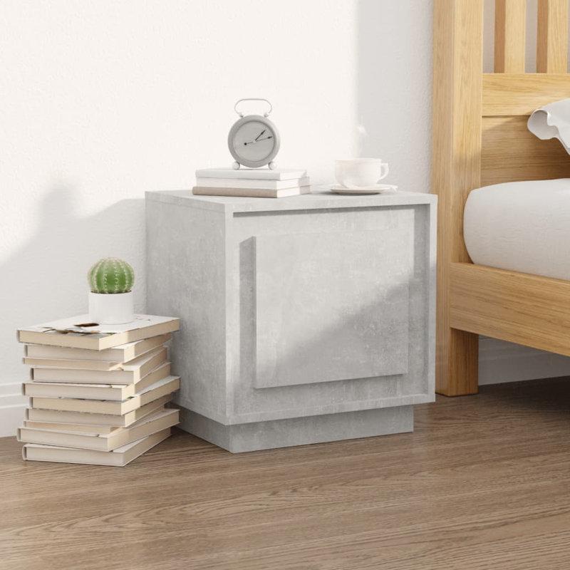 Shawntella 44cm W Manufactured Wood Bedside Table, Concrete Grey