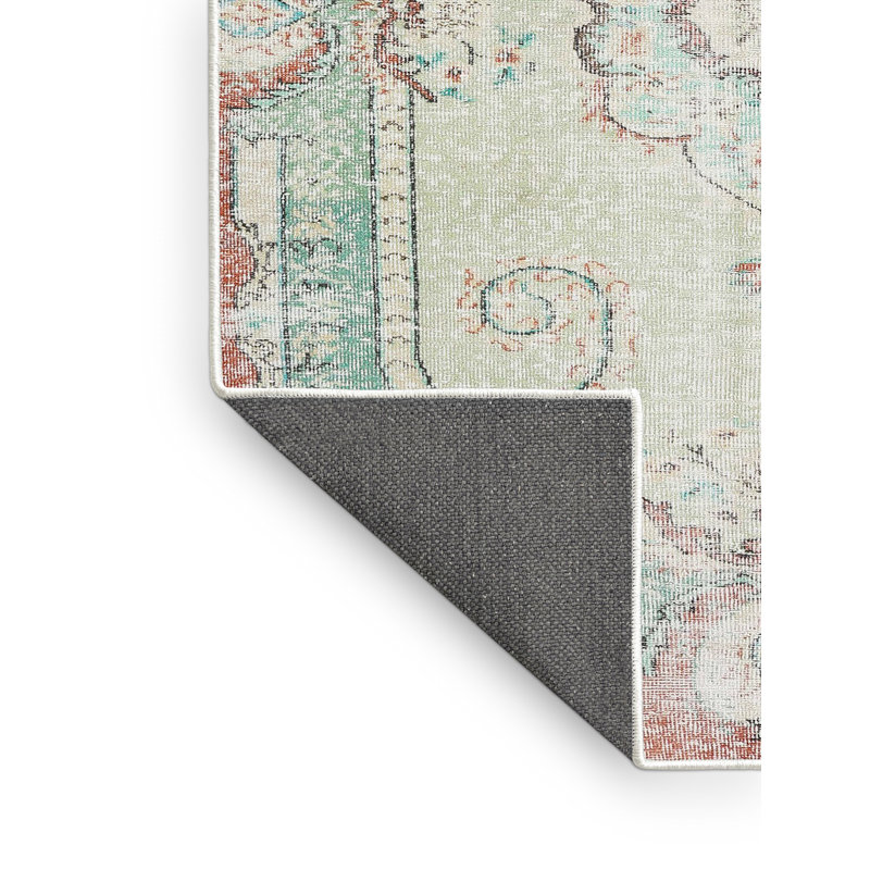 Tapis gris/bleu marine/rouge traditionnel Odelle, Rectangle 5 pi x 7 pi