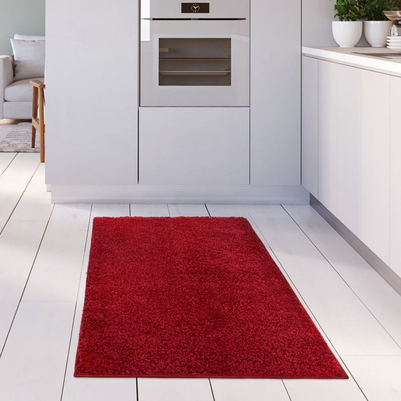 Myshaggy Collection Rugs Solid Design in Red, Rectangle 60 x 110cm