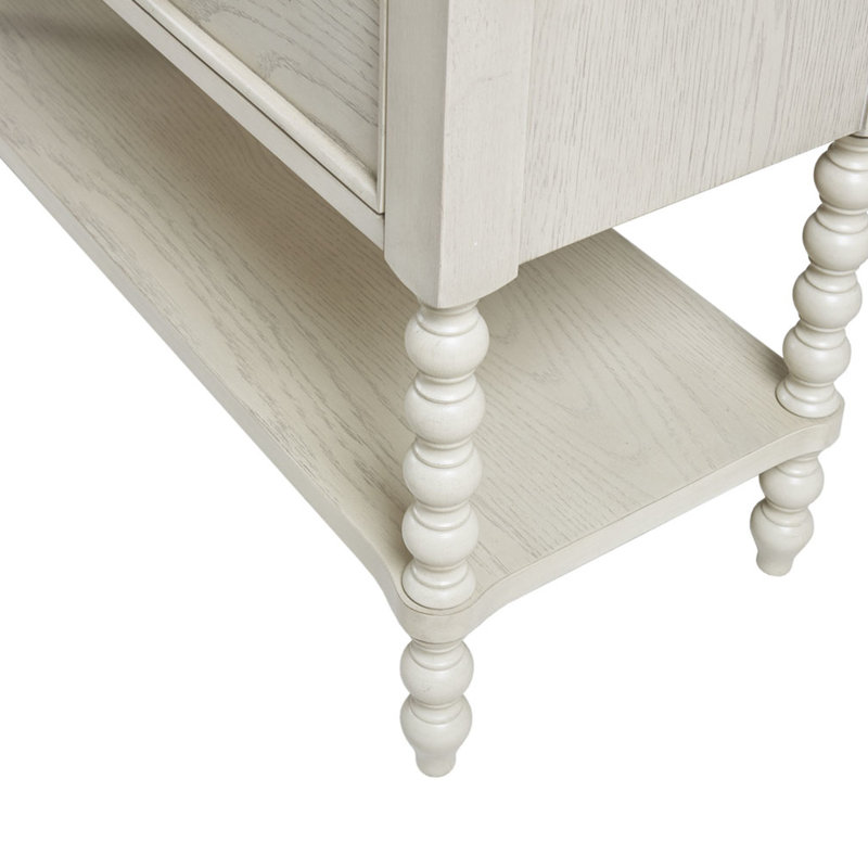 Élégante commode décorative 2 en blanc antique avec des pièces en bois massif pour 2 tiroirs et une décoration, Natural