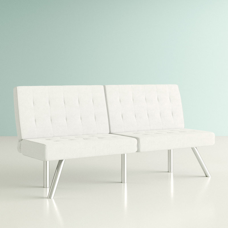 Full / Double 68'' Upholstered Convertible Sofa, White