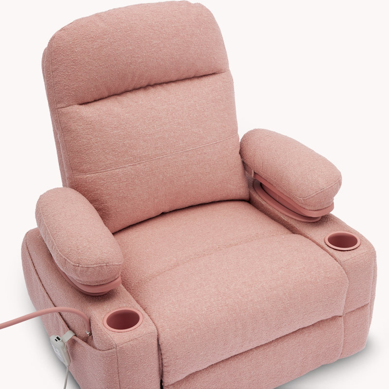  38.2" Power Swivel Nursery Glider With HugAssist Armrest,  Usb Charge & Baby-Safe (BPA-Free), Pink