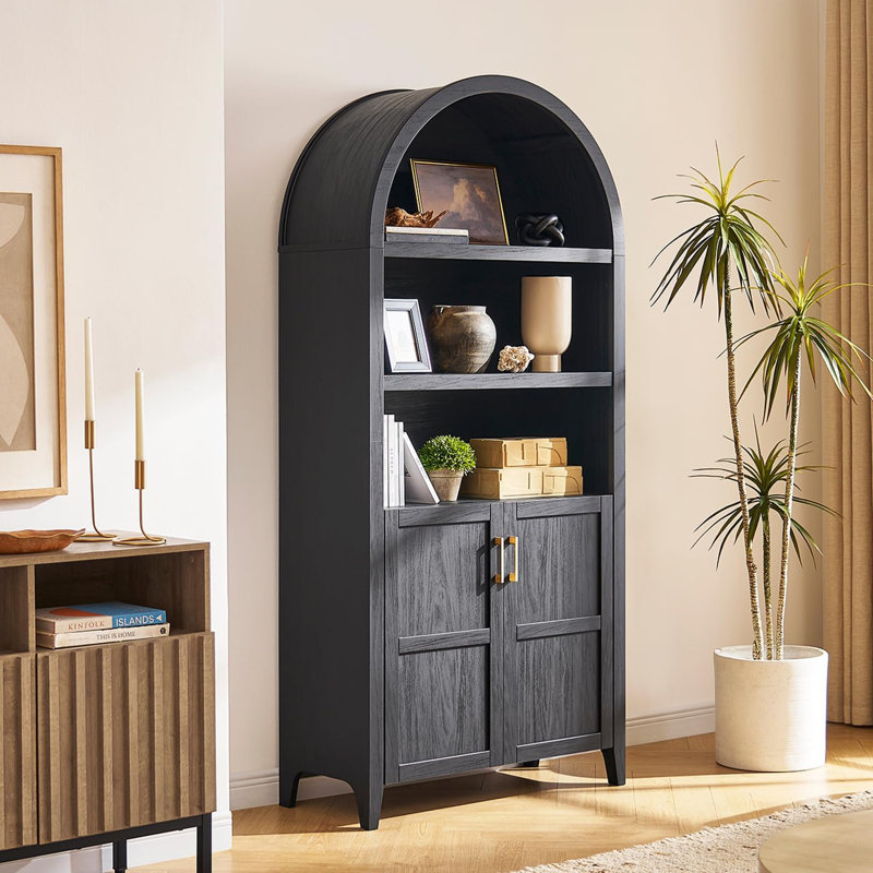 Kropp Storage Bookcase, Black, (3 Shelves) 65.3" H x 30.7" W x 15.3" D