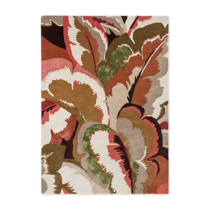 Calathea Hand Tufted Wool/Rayon/Viscose Abstract Area Rug in Amber/Brazillian Rosewood, Rectangle 8'2" x 11'6"
