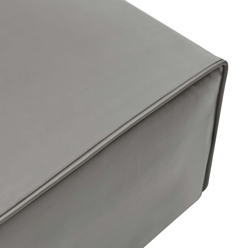 Repose-pieds en velours gris Mingle Performance, Similicuir gris