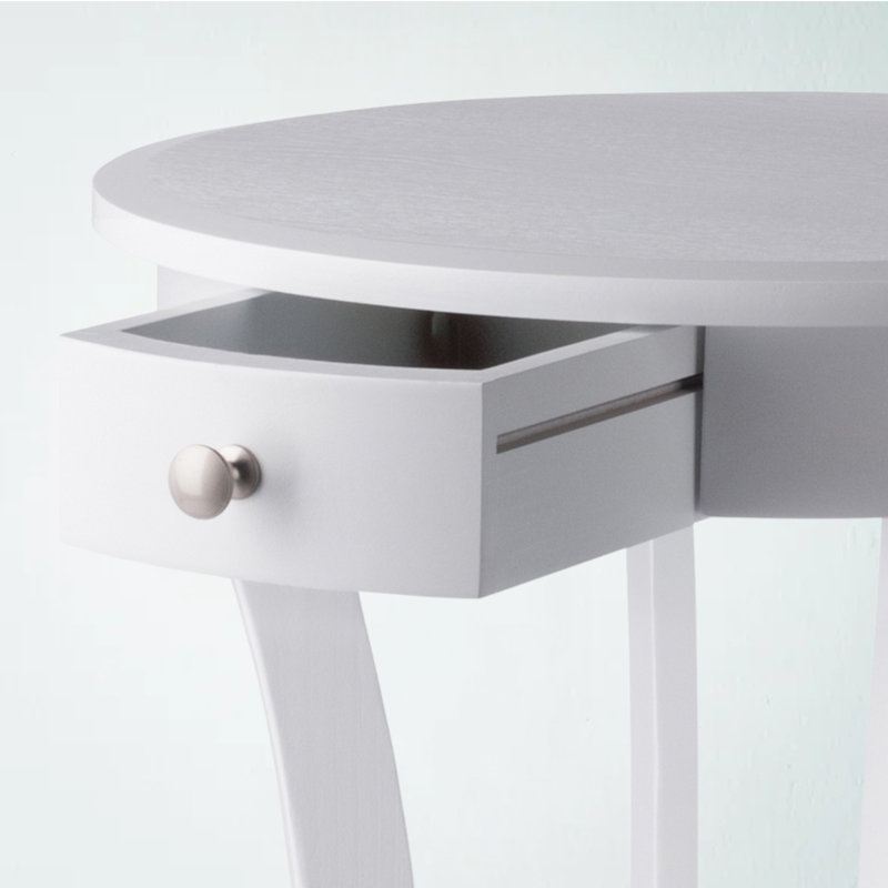 Alabama Solid Wood End Table with Storage, White