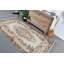 Tapis turc rétro Oushak beige avec motifs floraux pour espaces de salon brun / beige