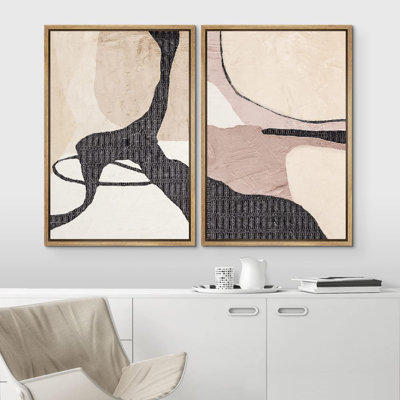 Illustration de formes abstraites de style champ pastel Mid-Century