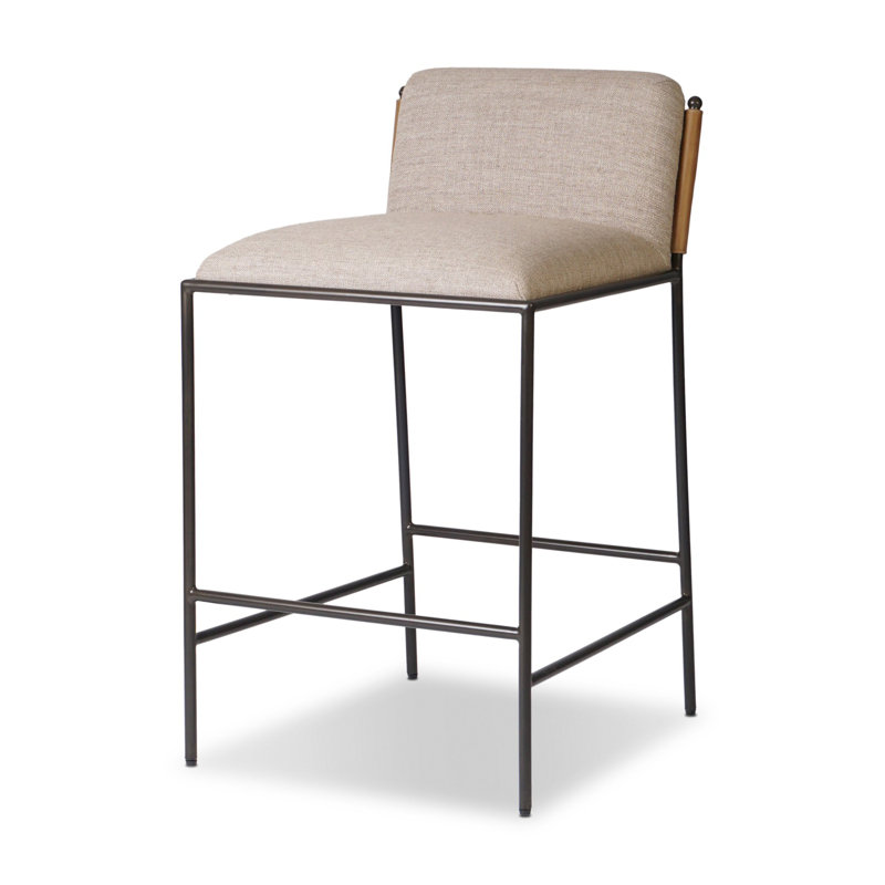 Rachael Upholstered Bar Stool with Metal Frame, Alcala Wheat, Counter Stool (27” Seat Height)