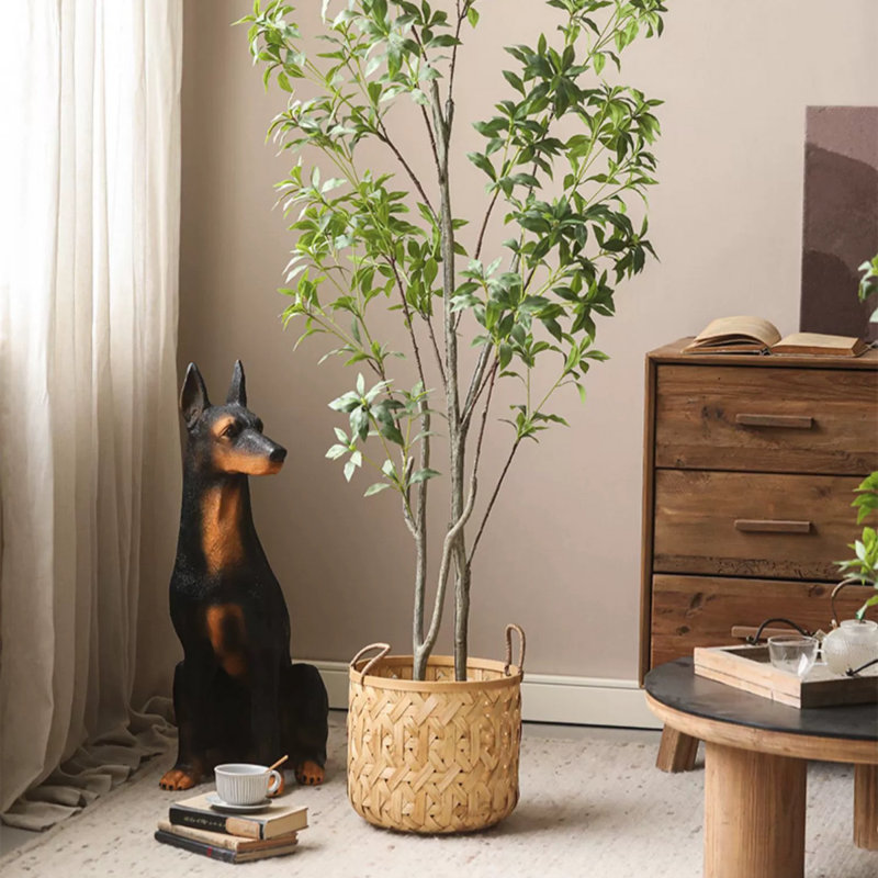 Panier de rangement en bambou tissé, H 9,1 po x l 8,27 po x P 8,27 po