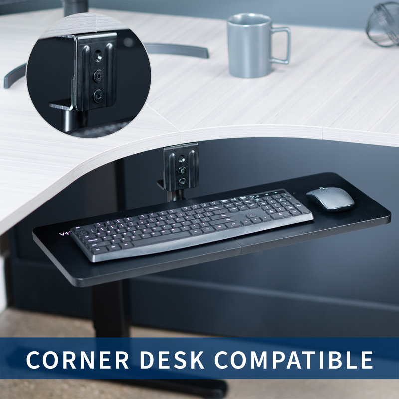 Black Adjustable Under Desk Rotating Keyboard and Mouse Tray