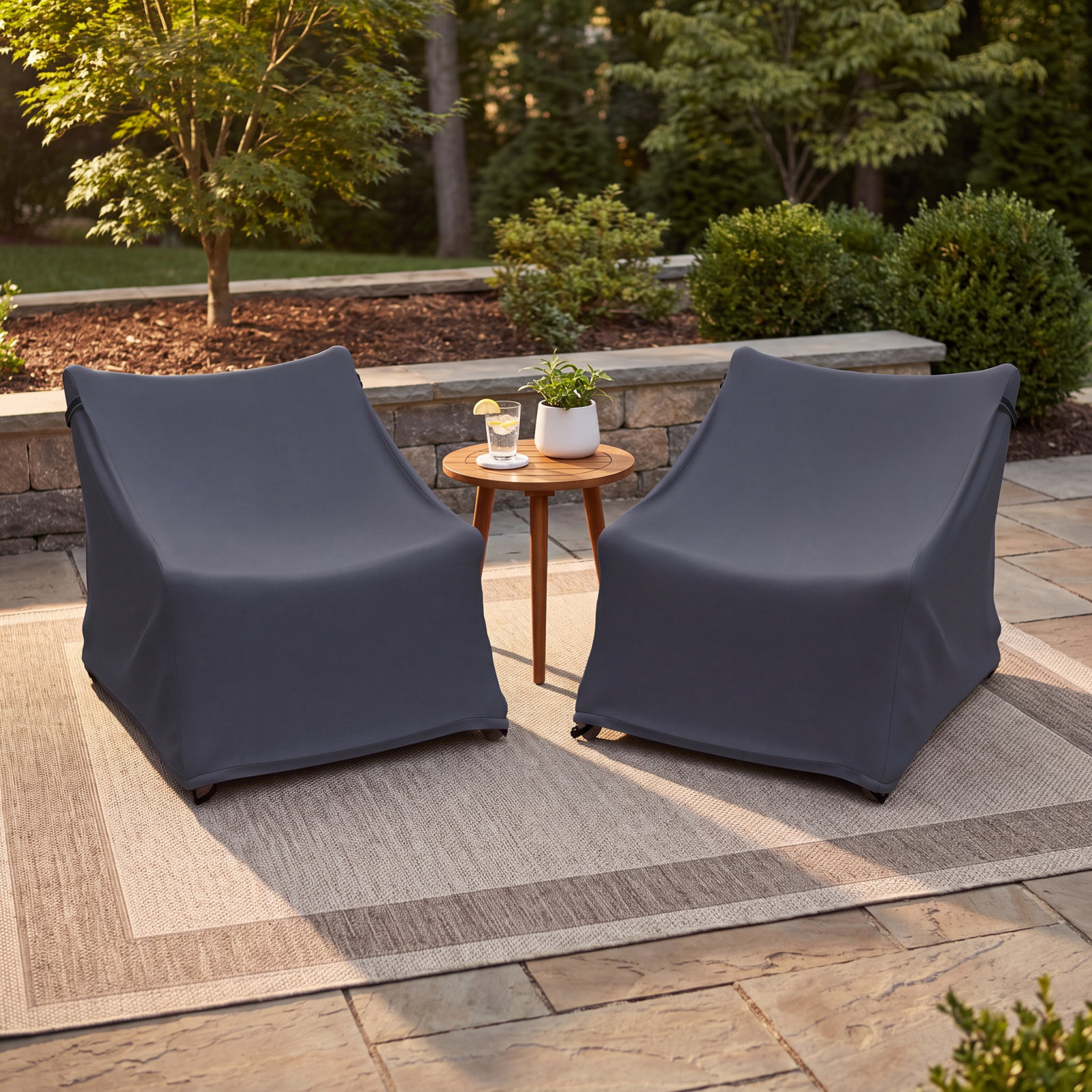 Teak Outdoor Armless Lounge Chair Cover