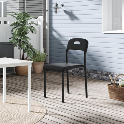 Dining Chairs, Stackable Modern Kitchen Chairs, Plastic Dining Room Chair With Metal Legs, Easy Assembly, Waterproof & Stain-Resistant, Suitable For Indoor And Outdoor