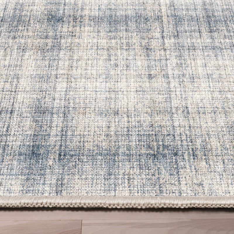 Nuzzo Rio Retro Plaid Flat-Weave Blue Cream Area Rug, Rectangle 9'10" x 13'