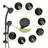 Multi Function Dual Shower Head - Shower System With 4.7" Rain Showerhead, 8-Function Hand Shower, Adjustable Slide Bar,Matte Black-124897513