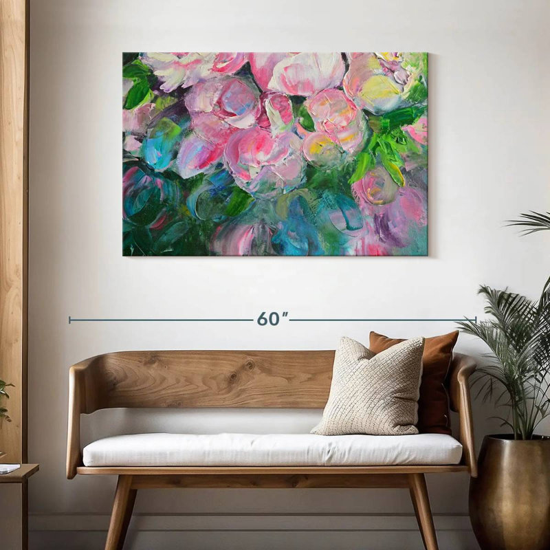 Abstrait pivoines, reproduction sur toile, H 30 po x l 45 po x P 1,25 po