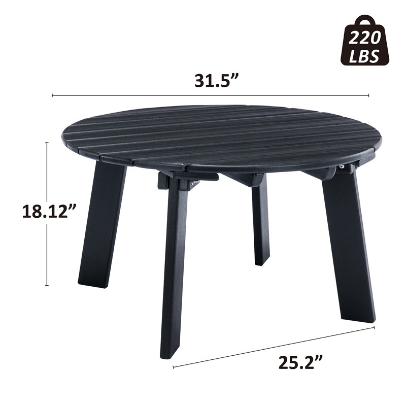 Round High-Density Polyethylene (HDPE) Outdoor Coffee Table, Black