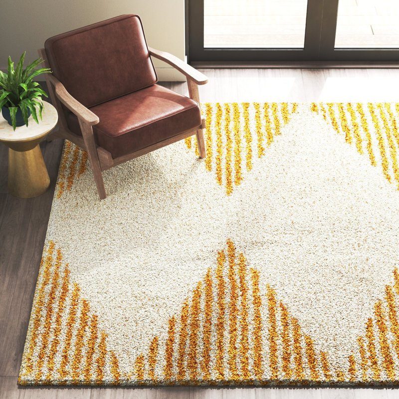 Tapis orange / ivoire Ashlynn, Rectangle 5 pi 3 po x 7 pi