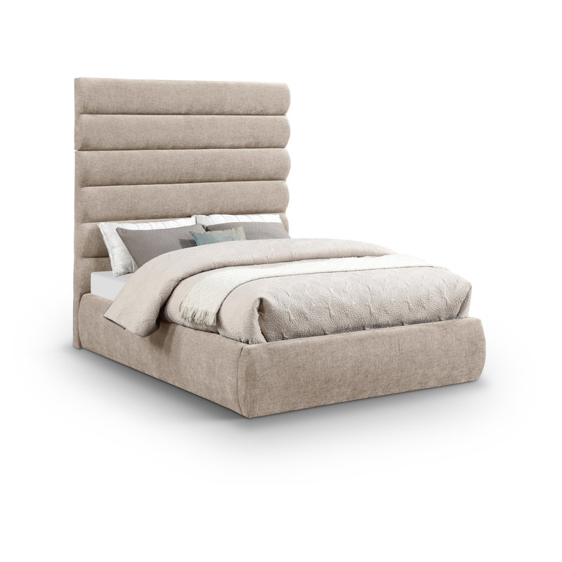Lit en tissu Adam Chenille, Double, Tissu chenille beige
