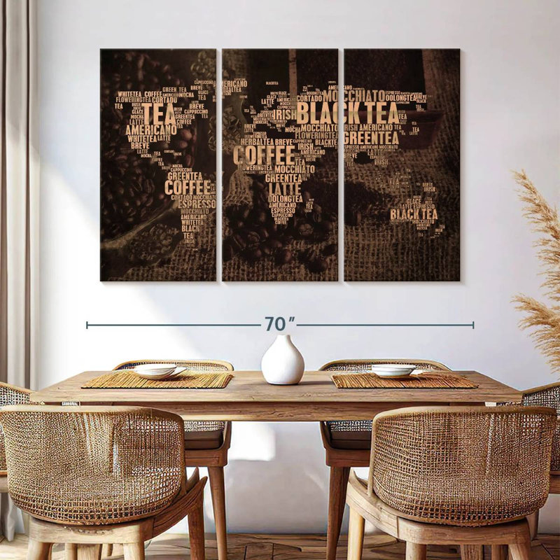 «Tea Coffee World Map», reproduction sur toile, H 42 po x l 65 po x 1,25 po