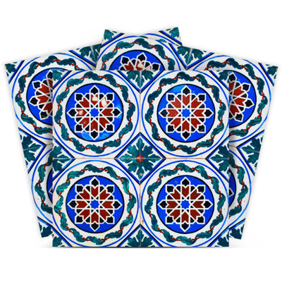 Carreaux autocollants amovibles bleus et verts 12 po x 12 po Augustine