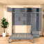 Grand lit escamotable gris multifonctionnel, bois MDF, design moderne pour la maison