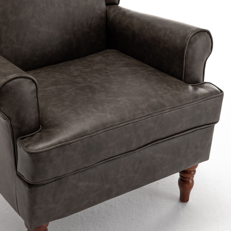 Alekzandra Faux Leather Armchair, PU Grey