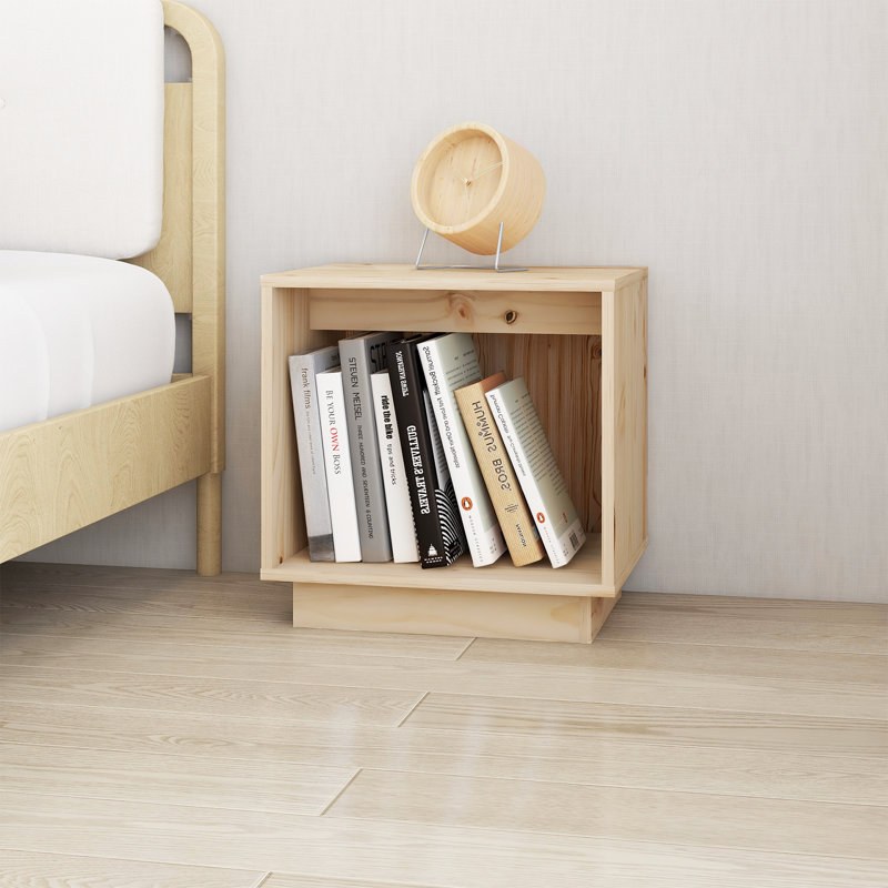 Gela 40cm W Solid Wood Bedside Table, Brown