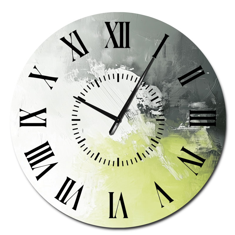 Horloge murale moderne en métal Cool Grey Lime, Surdimensionné