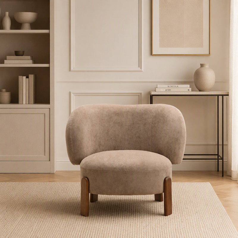 Fauteuil à oreilles sans accoudoirs, Marron clair