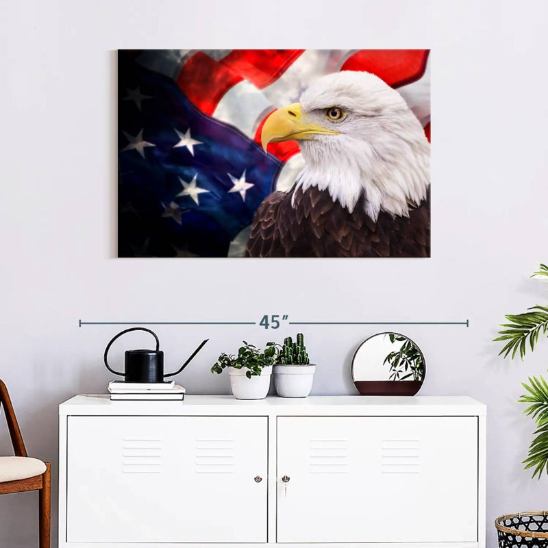 USA Flag And American Eagle, 24" H x 36" W