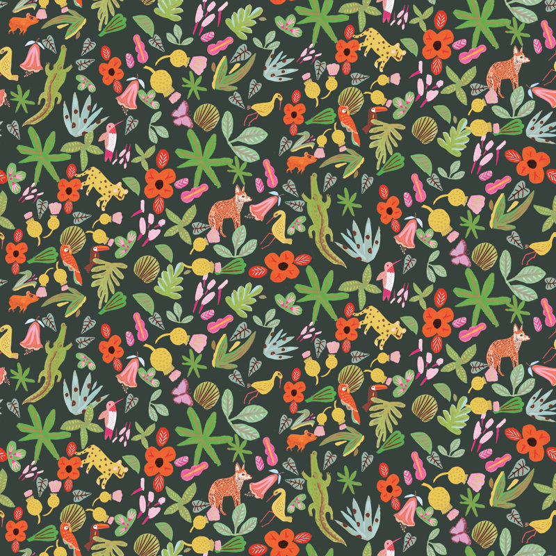 Papier peint adhésif Holalola Selva, Vert / jaune / orange