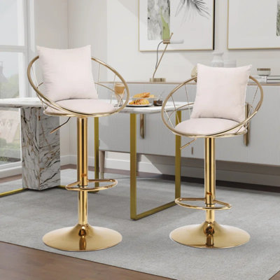 Nekesha Swivel Upholstered Adjustable Height Counter Stool With Metal Frame (Set Of 2)