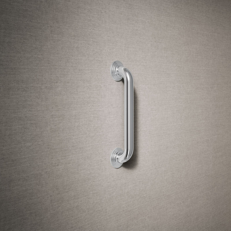 Traditional Grab Bar, Polished Stainless, 12"W
