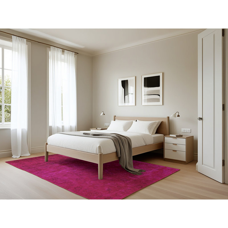 Tapis mauve Mid-Century Modern 2642, Rectangle 5 pi x 7 pi